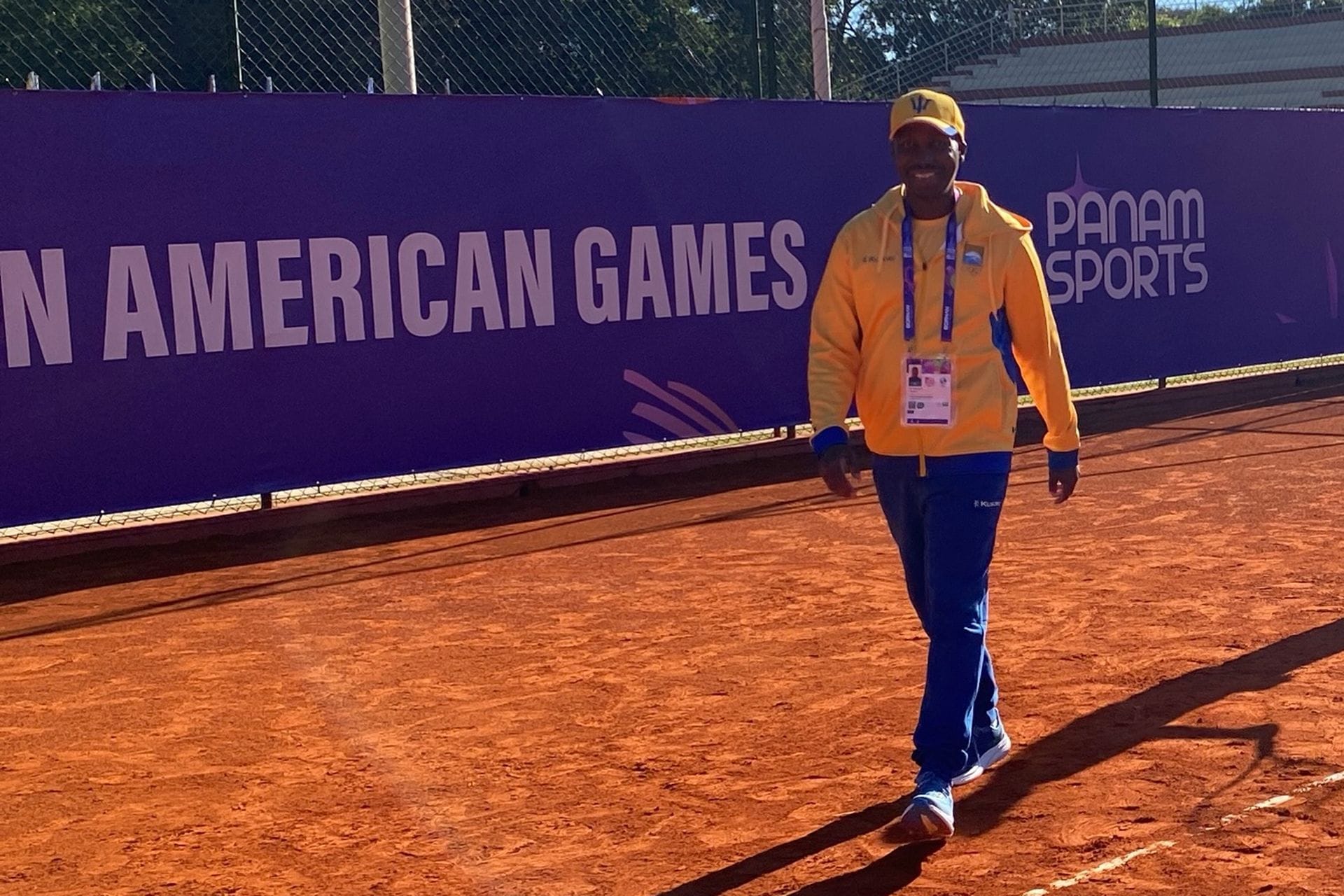 Ryan Davis on a clay court at the Junior Pan American Games in Paraguay